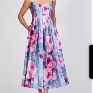 Kay Unger Maeve tea length pearl blue multi